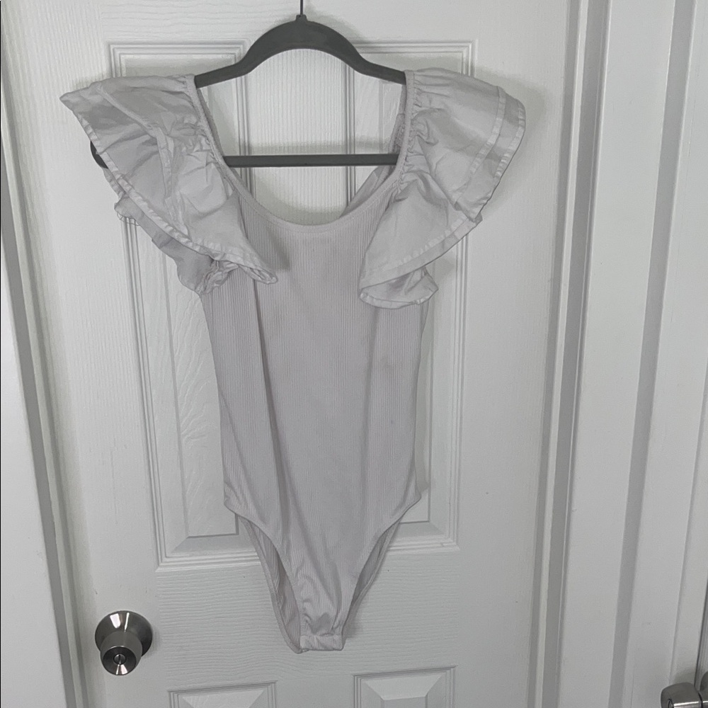 White Vestique Ruffled Sleeve Bodysuit